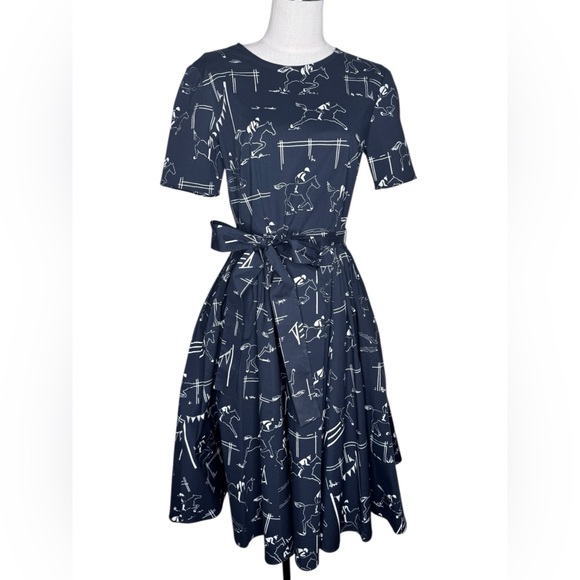 Carolina Herrera Dresses & Skirts - Carolina Herrera Equestrian Print Poplin Fit & Flare Dress  Small Horse Print